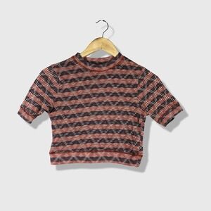 Free People Intimately Crop Top Womens S Multicolor Striped Boho Knit Festival